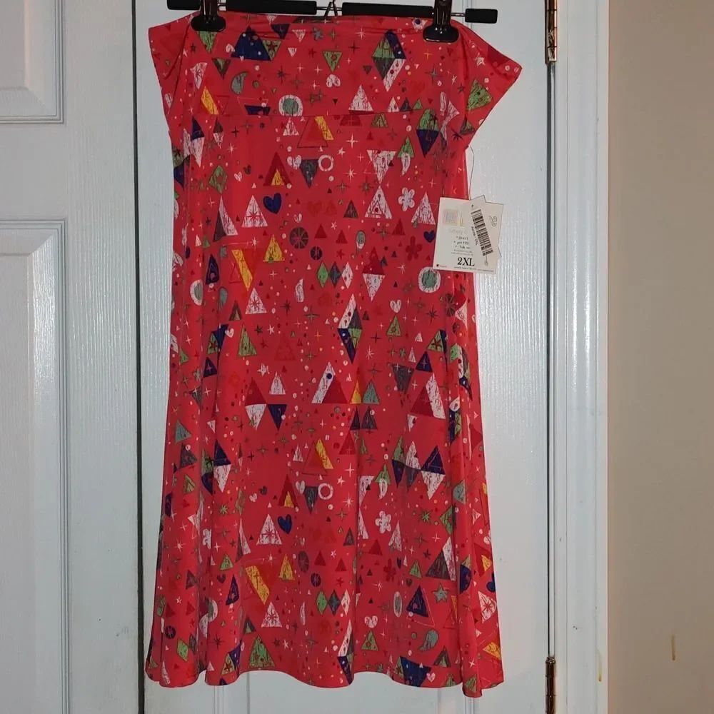 NWT Lularoe Azure  - Bright Retro party shapes pull on A-line skirt Sz 2XL NWT